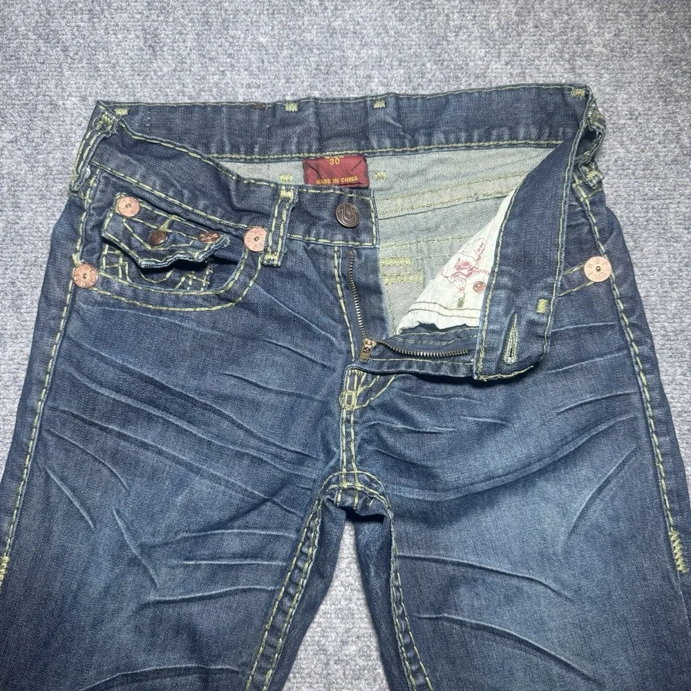 True Religion Nathan Super T Jeans Men Tag 30 Thick Stitch Fit 32x32 Dark Y2K